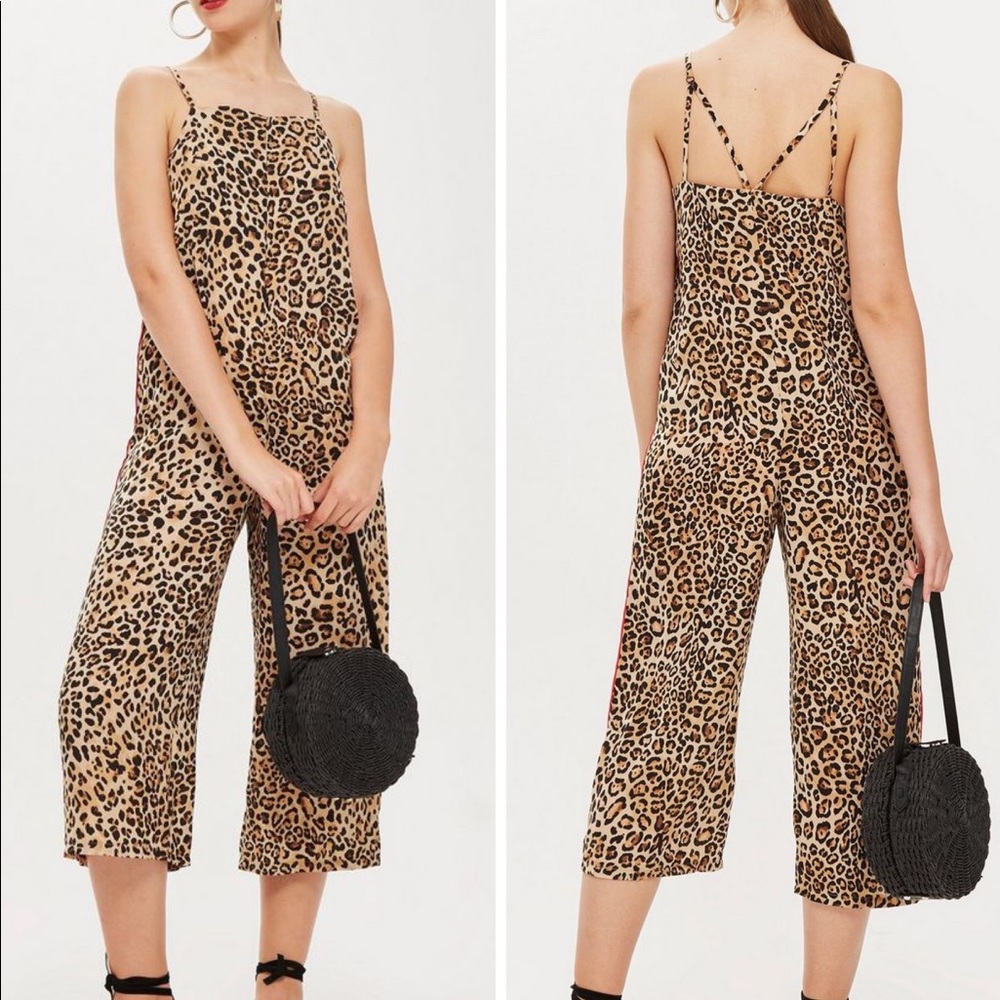 TopShop Animal Print Wide Leg Jumpsuit US 6P